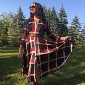 Flannel Button Up Dress